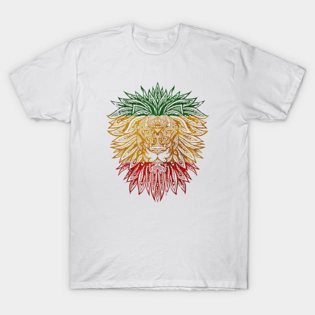 Mandala Rasta Lion Reggae Music Design T-Shirt by UNDERGROUNDROOTS